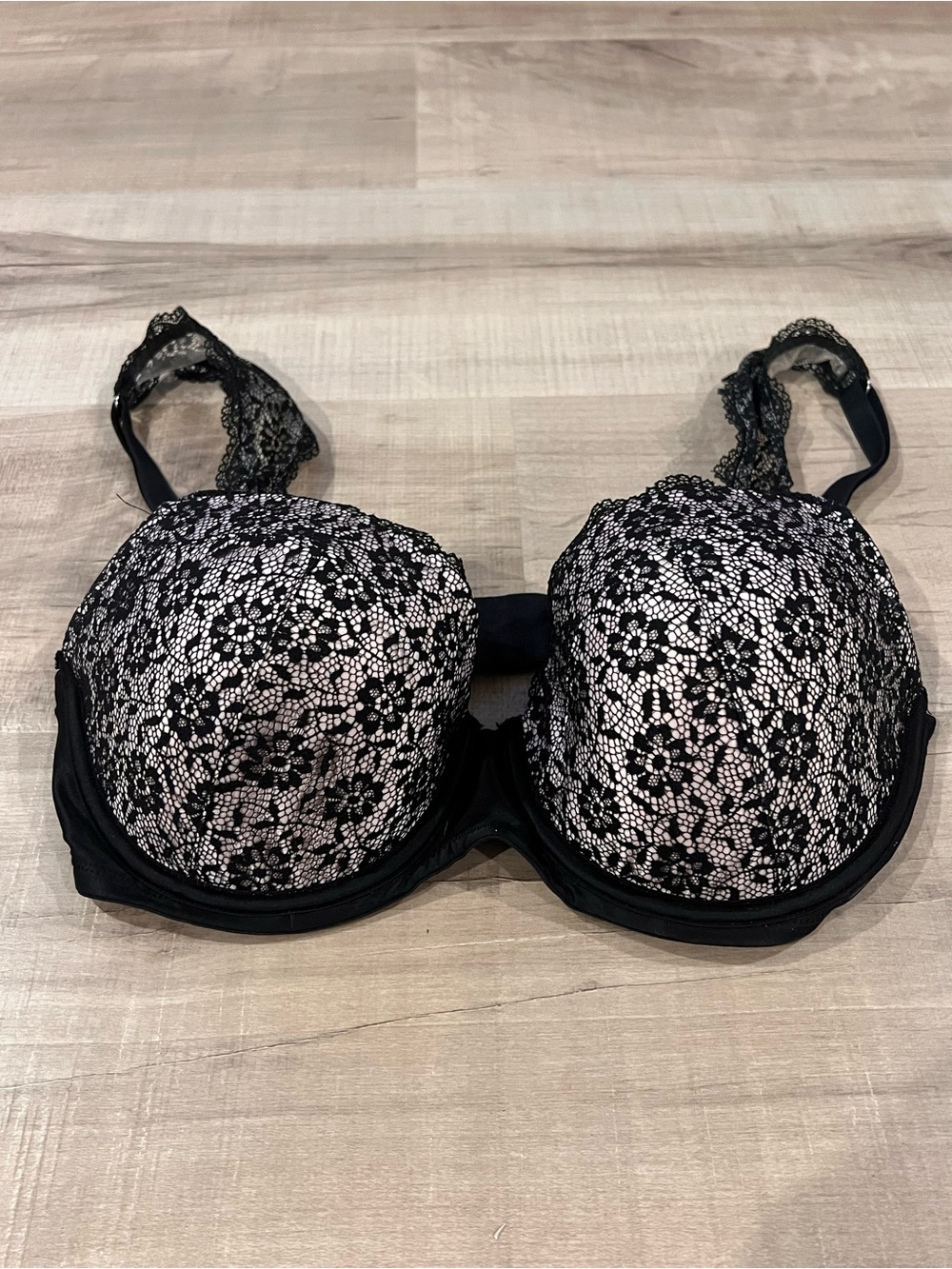 Victoria's Secret Black Lace Bra with Nude Lining